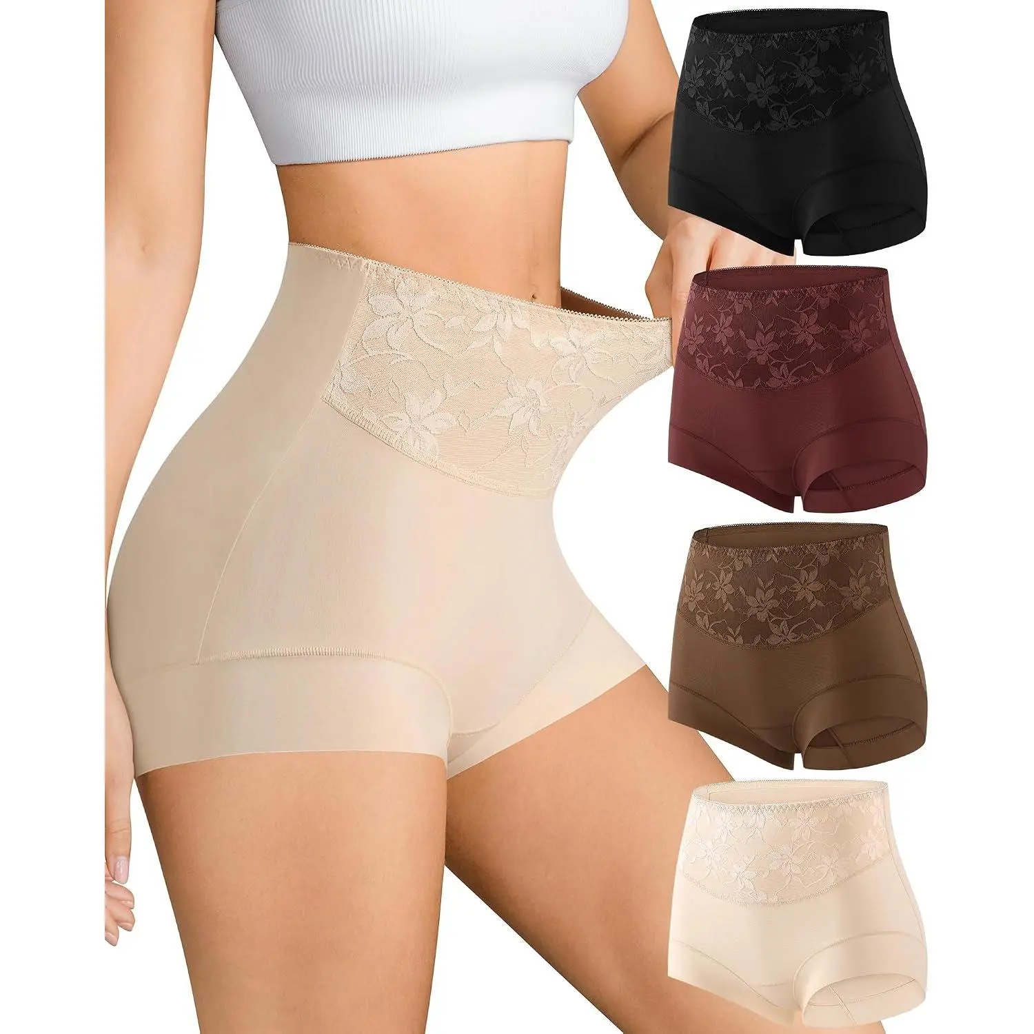 Maternity Seamless Underwear High Waisted  Briefs Lace Full Coverage No Show Panties Soft Stretchy Briefs