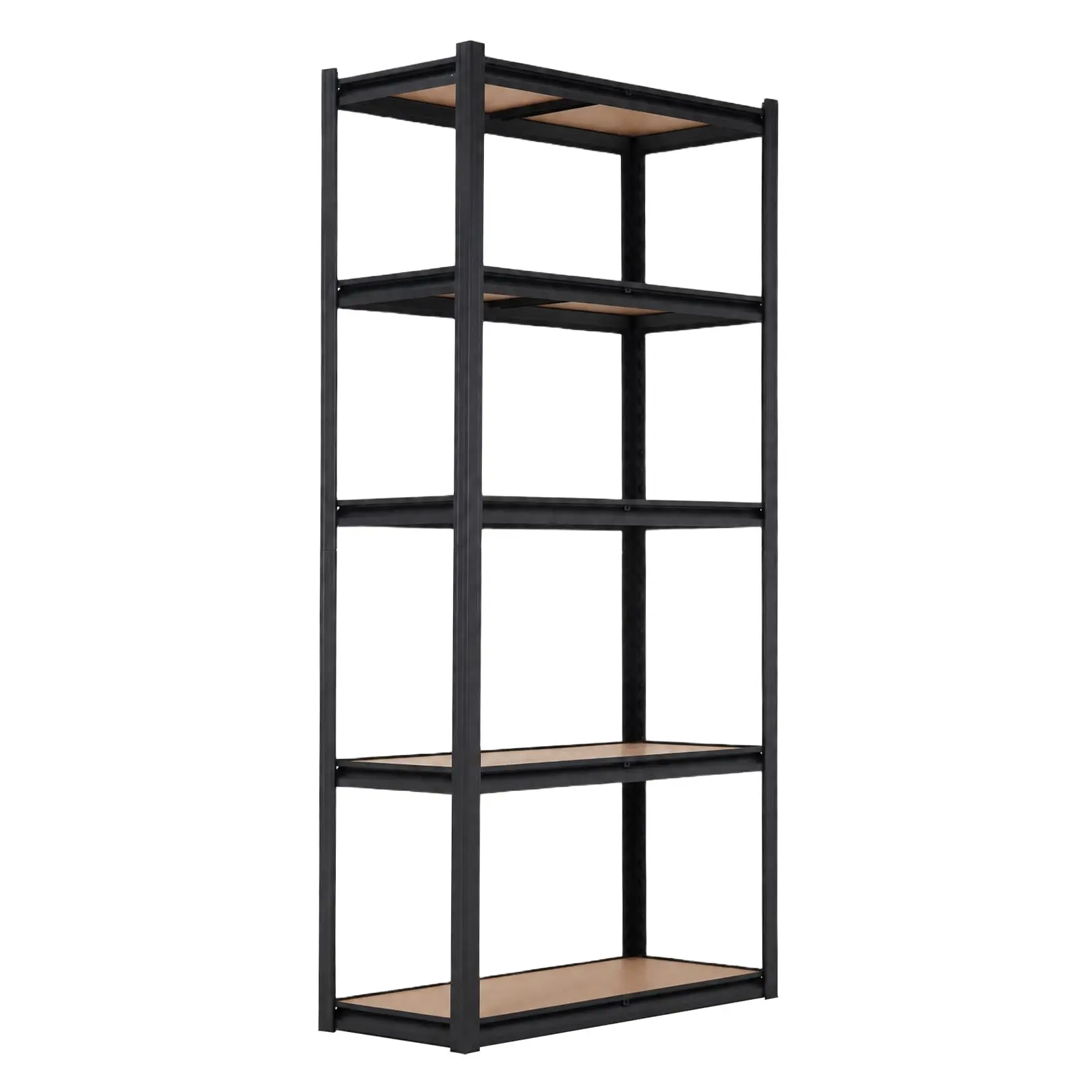 5-Tier Heavy Duty Metal Frame Rectangular Rack, 2000 Lbs Capacity Adjustable Storage Shelves with Wood Accents, Freestanding Storage Organization Unit for Home, Garage
