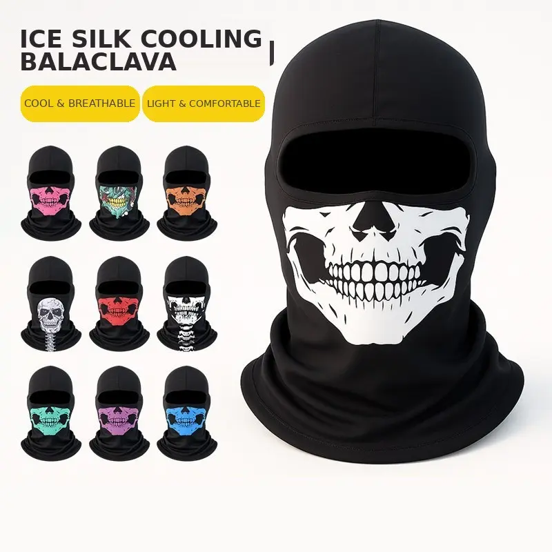 Black Balaclava Ghosts Skull Full Face Mask, Carnival Masks Tactical Balaclava Hood for Men Women Youth Halloween Cosplay Outdoor Sport Cycling Hiking Skiing