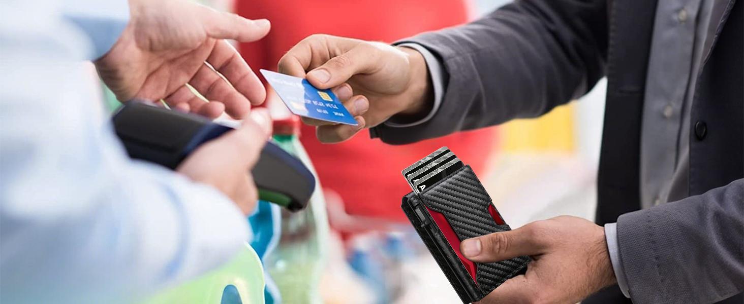 Airtag Wallet for Men, Mens Smart Wallet for Air Tag RFID Blocking, Slim Compact Wallet with ID Window, Minimalist Bifold Pop Up Credit Card Case Holder 10+ Cards,Christmas Gift for Men, No AirTag