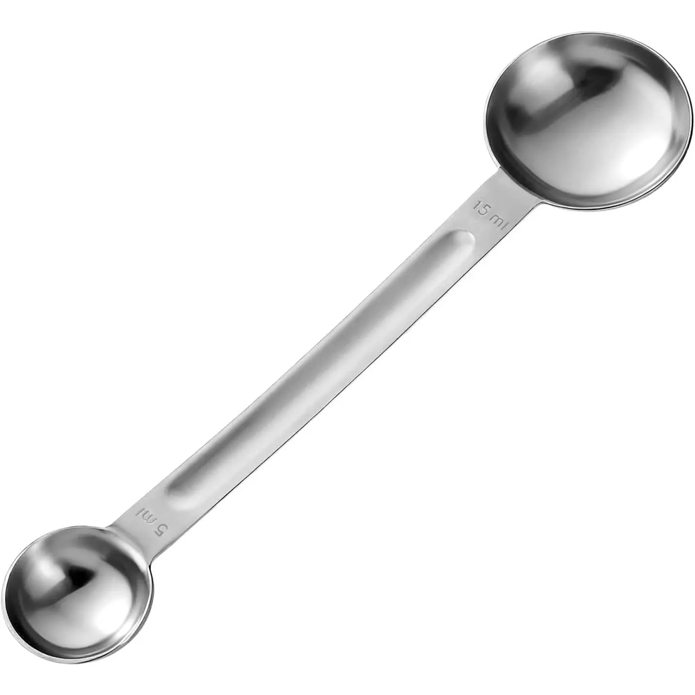 Double Sided Measuring Spoon Stainless Steel Coffee Scoop Teaspoon Measuring Spoon 1 Tsp (5ml) & 1 Tbsp (15ml) -Measure Long-Handle Spoons Coffee Measurings Spoons (Sliver)