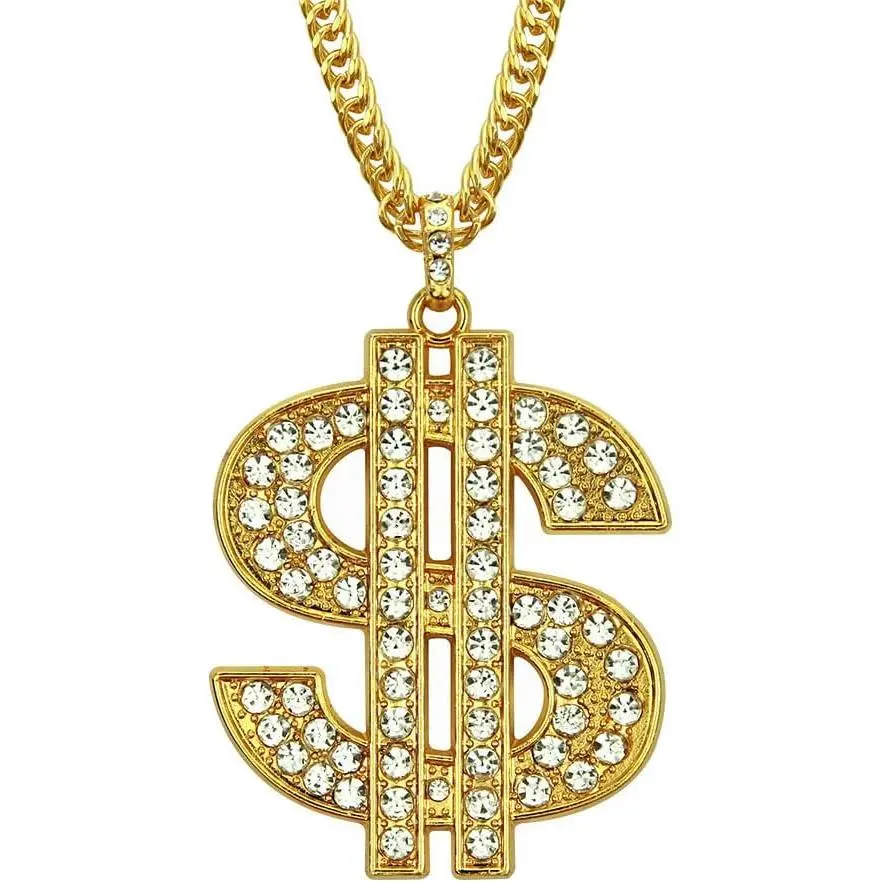 Dollar Sign Necklace  Hop  Dollar  Necklace Iced Out Rhinestone Dollar Sign Pendant Chain Necklace for Men Women