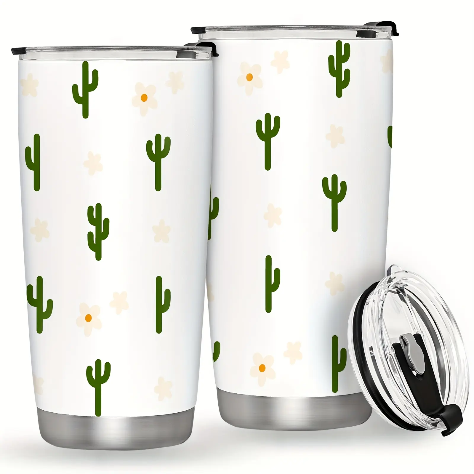 1pc 20oz Stainless Steel Insulated Cactus Flower Tumbler - Portable Coffee Tumbler, Ideal for Car & Home Use, Perfect Christmas Gift for Family (Sports & Outdoor, Camping), Insulation