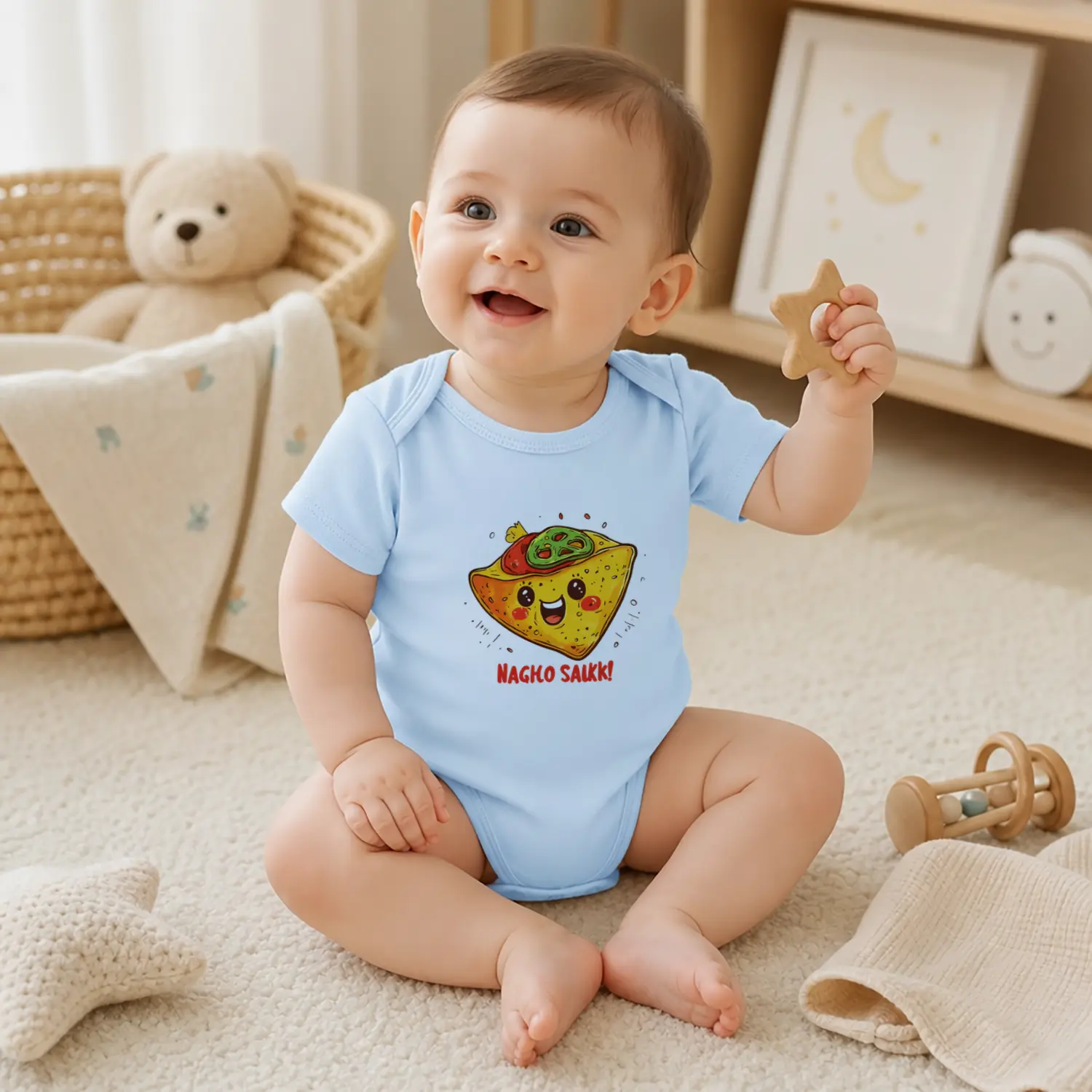 "NAGKO SALKK!" Unisex 0-24M Soft Pure Cotton Baby Newborn Bodysuit Short Sleeve Summer Casual Outfit Perfect for Baby Shower Gift cartoon pattern