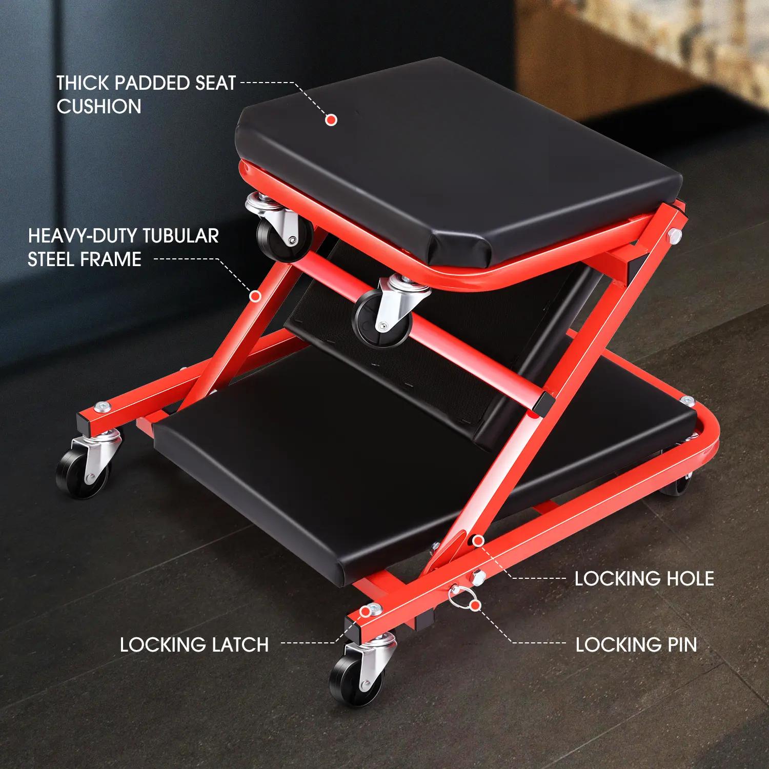 ‎ 40 Inches 2 IN 1 Rolling Folding Z Car Creeper Seat 6 Pcs 2" Casters, Mechanics Under Car Chair, 330 LBS Weight Capacity Heavy Duty