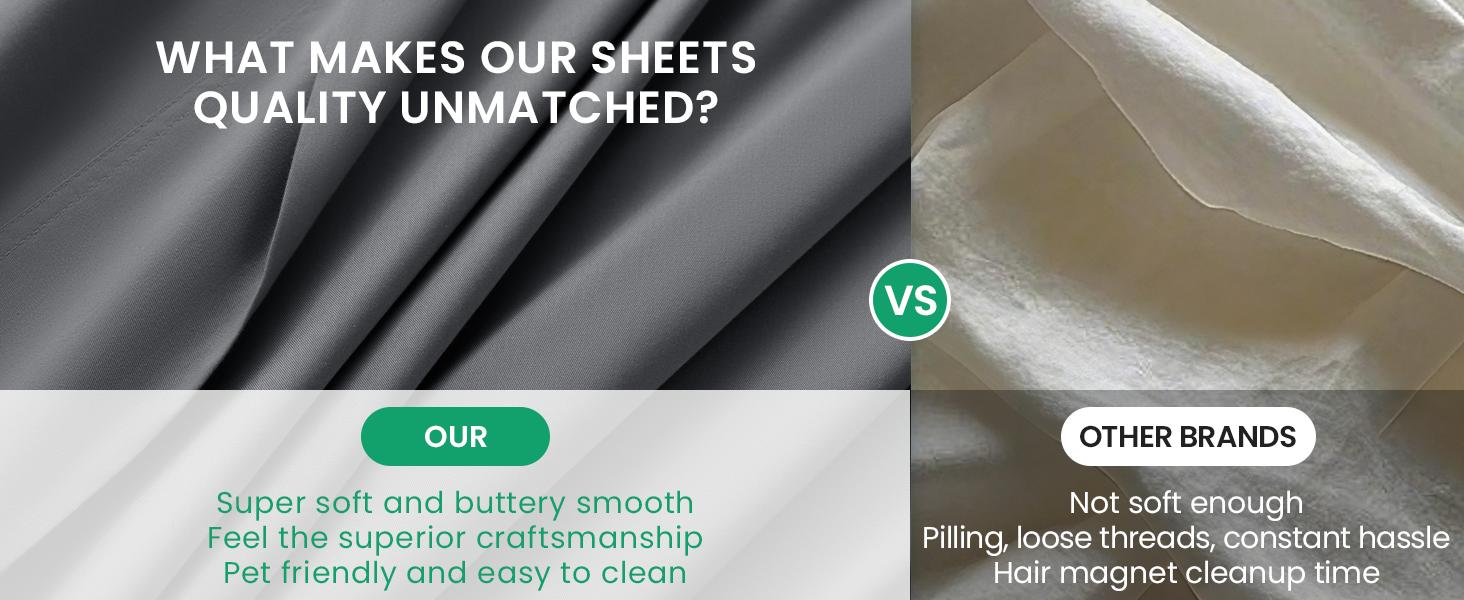 100% Viscose Derived from Bamboo_Sheets Queen Size, Breathable & Cooling Bed Sheets for Hot Sleepers, Hotel Luxury Bedding Sheets, 16" Deep - 4PC (Dark Grey,Queen)