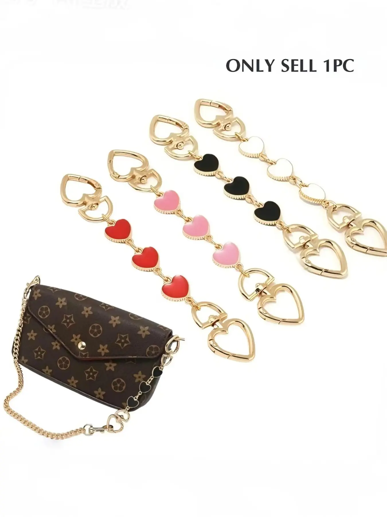 Wallet Extender Chain, Heart Design Bag Strap Extension, Bag Chains For Handbags, Perfect for Handbag Decoration, Ideal for DIY Craft Projects, 1 Piece Accessory, Bag Chains