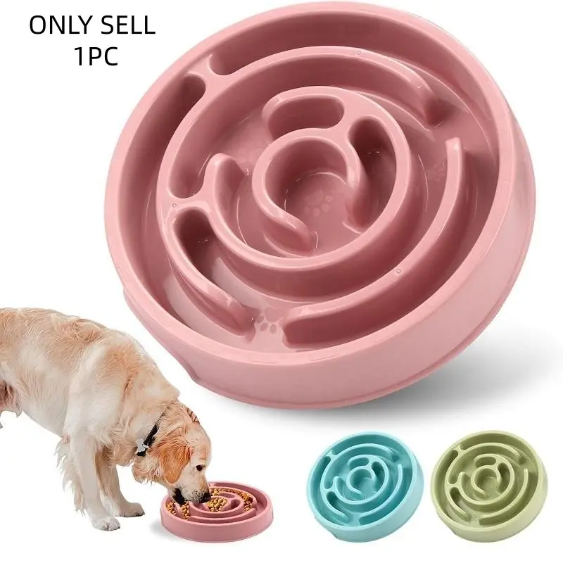 Plastic Dog Food Slow Feeder Bowl, Anti-Choke Design Ensures Safe Eating, Puzzle Snack Bowl Protects Neck, Pet Feeding Accessories