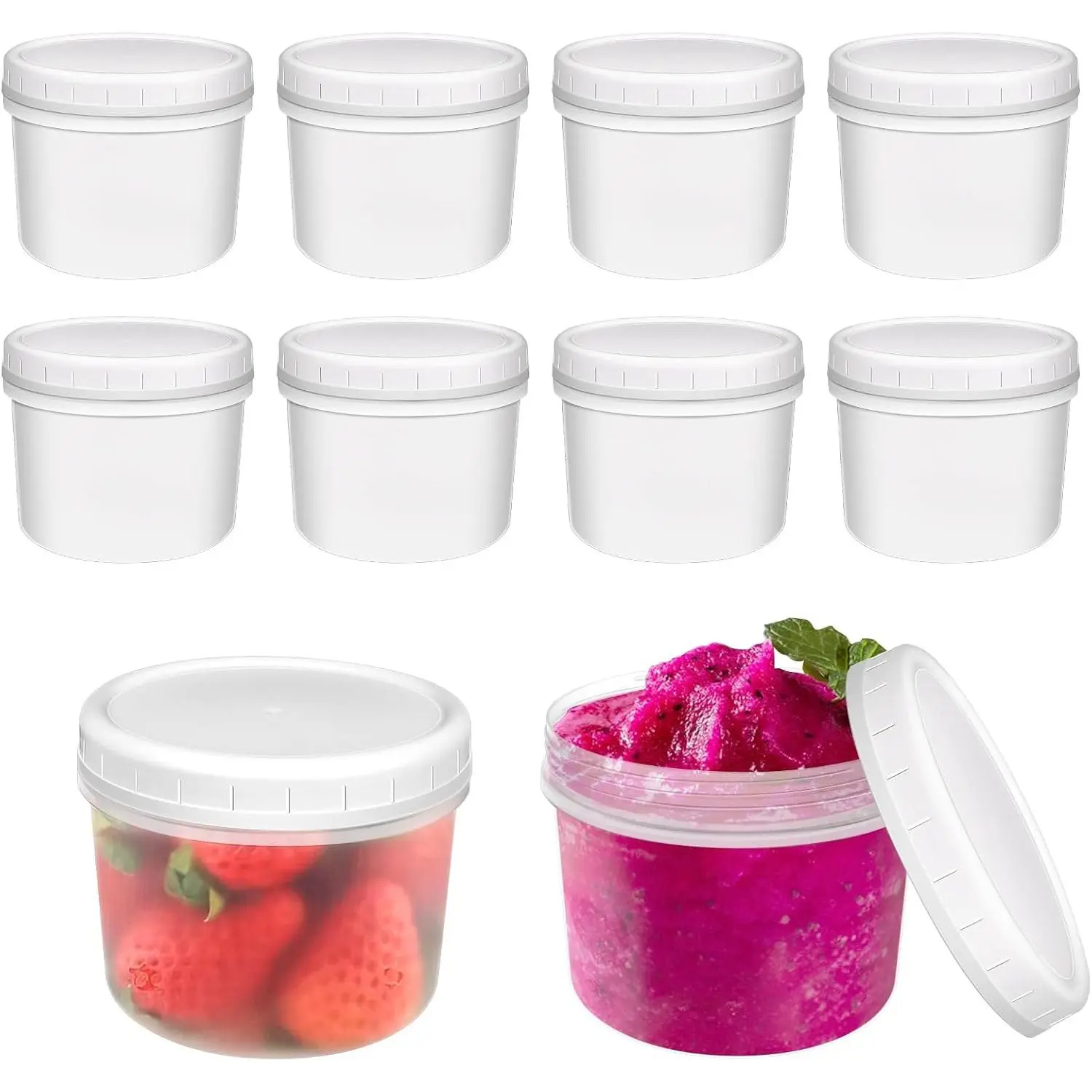 10 Pack 4oz  Small Plastic Containers with Screw , Small  Storage Freezer Containers, Stackable  Storage Jars, Sauce Condiment Jars Lunch Box Accessories