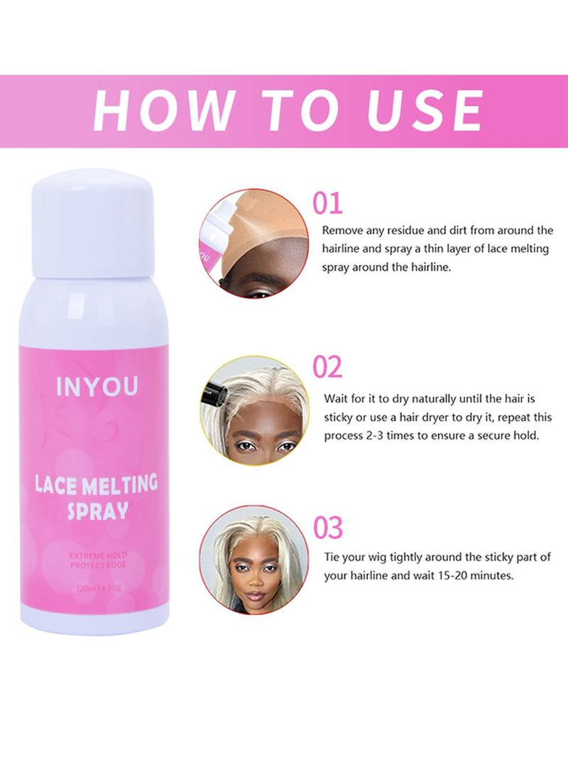 Lace Melting and Holding Spray Glue-Less Hair Adhesive for Wigs, Lace Bond Adhesive for Closure Wigs and Front Extensions, Strong Natural Finishing Hold with Control