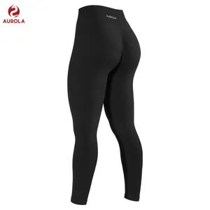 AUROLA Power Workout Leggings for Women Tummy Control Squat Proof Ribbed Thick Seamless Scrunch Active Pants