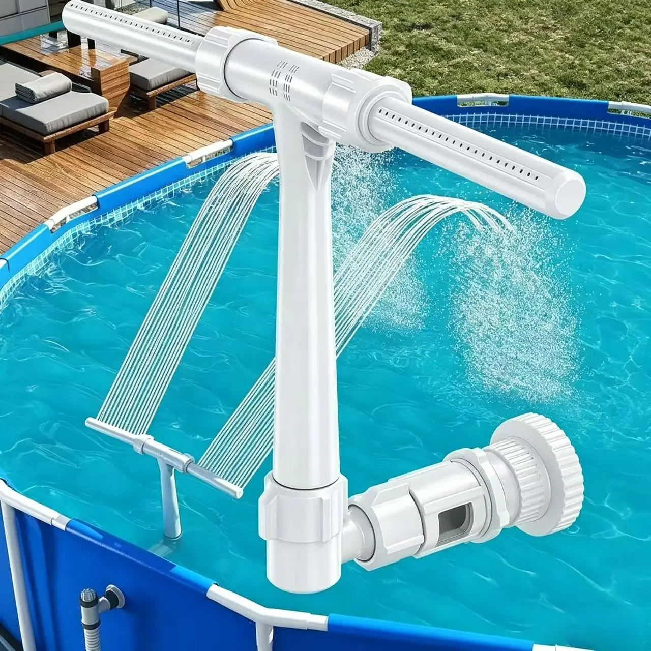 Poolhacker Pool Fountain for Above-ground Pool & Inground Pool Outdoor Waterfall Spray Installation Poolfountain Waterfountain Outdoor Fountains and Waterfalls