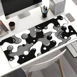Black White Abstract Bubble Large Extended Desk Mat, Modern Minimal Gaming Mouse Pad,Trendy Non-Slip Rubber Base Desk and Keyboard Mat for Home Office and Game Room, Gaming Desk Accessory,Office Desk Accessories,Desk Gadgets,Computer Accessories for Desk