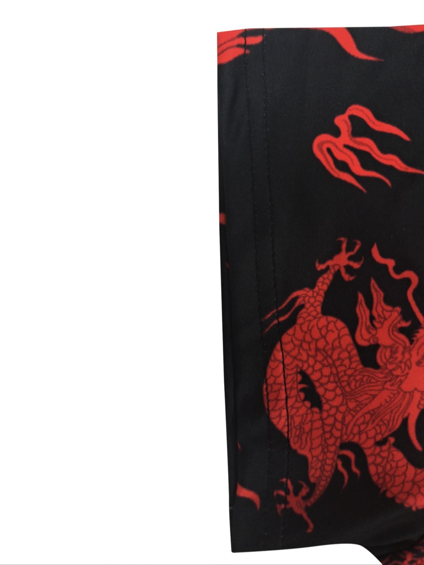 【plus Size】 Ethnic Pattern Mandarin Collar Bodycon Dress, Elegant Short Sleeve Short Dress for Party Holiday Wedding Guest, Women's Clothes for All Seasons, Formal Dress Hides Tummy, Shortsleeve Womenswear