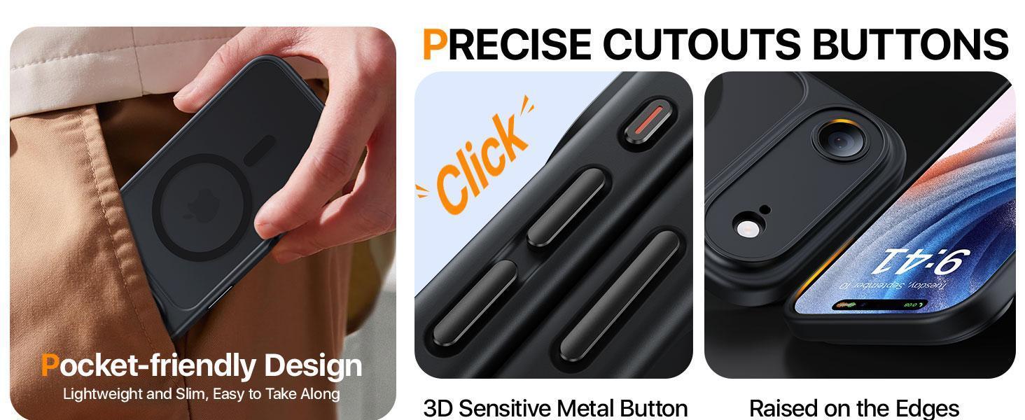 for iPhone Air Case with 2 Pack Screen Protectors, Compatible with MagSafe, Full Camera Protection, Slim Translucent Matte Magnetic Phone Cover for iPhone 17 Air, Black