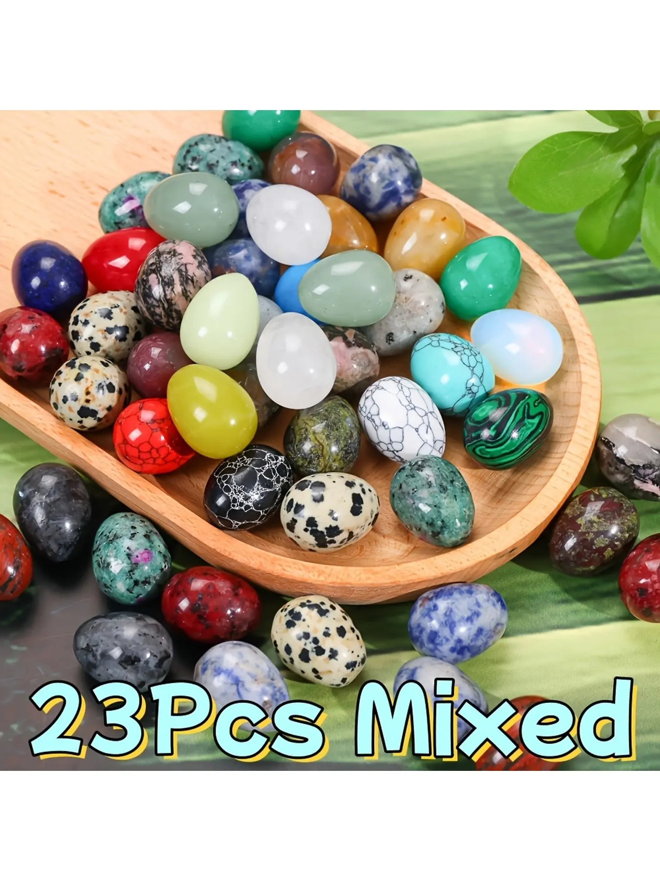 23-piece Fashion Natural Stone Egg Set - Colorful Polished Gemstones, perfect for Easter decorations, ideal for gardens, fish tanks, and room decor, a perfect gift for the holidays