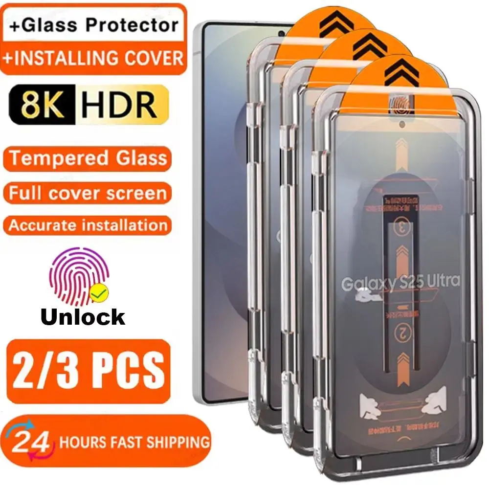 1-3PCS Multi-Model Oleophobic Coating Tempered Glass Protective Screen Protector - Durable, Scratch Resistant Tempered Film for Samsung S24 Plus, S25 Ultra, S25 Edge, S26 Ultra, Supports Fingerprint Unlock (Mobile Phone Accessories), Durable Protector