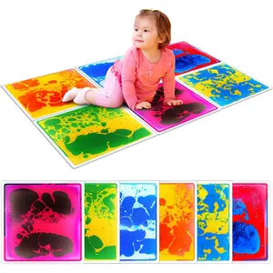 Sensory Floor Tiles for Kids Toddlers: 6 Pack Liquid Play Mats, 12"x12" Squares Autism Sensory Puzzle Pad, Lava Tiles Games Dance Step Pads, Preschool Classroom Montessori Gross Motor Daycare Toysfidget toys