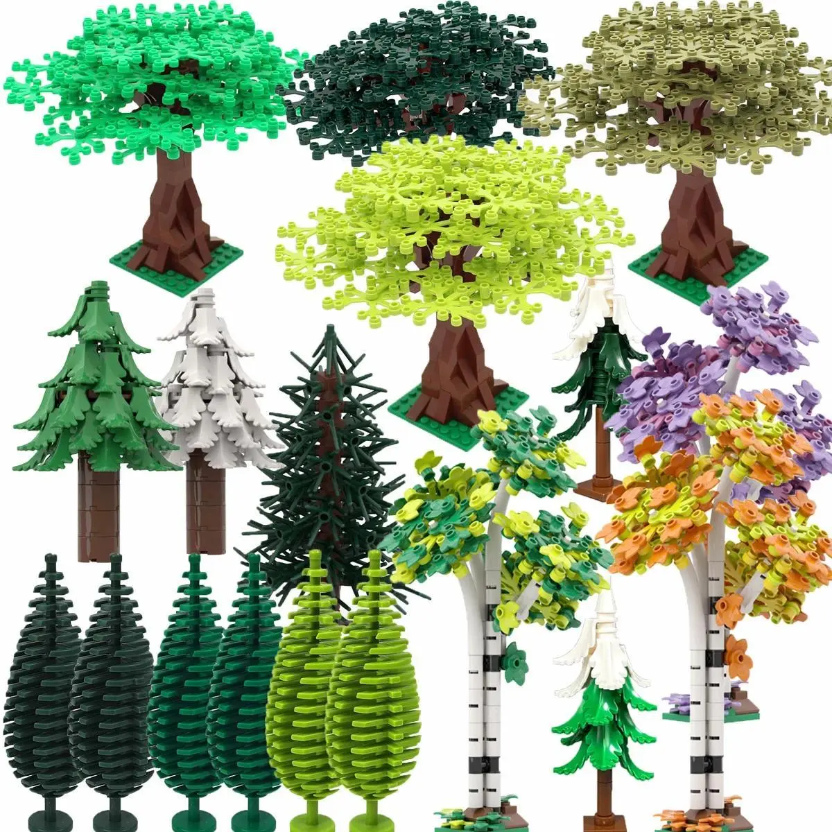 MOC DIY Jungle Garden & Tree Building Blocks - Courtyard Landscape Bricks Compatible with Major City Street View Sets