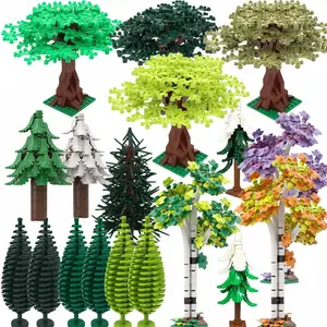 MOC DIY Jungle Garden & Tree Building Blocks - Courtyard Landscape Bricks Compatible with Major City Street View Sets