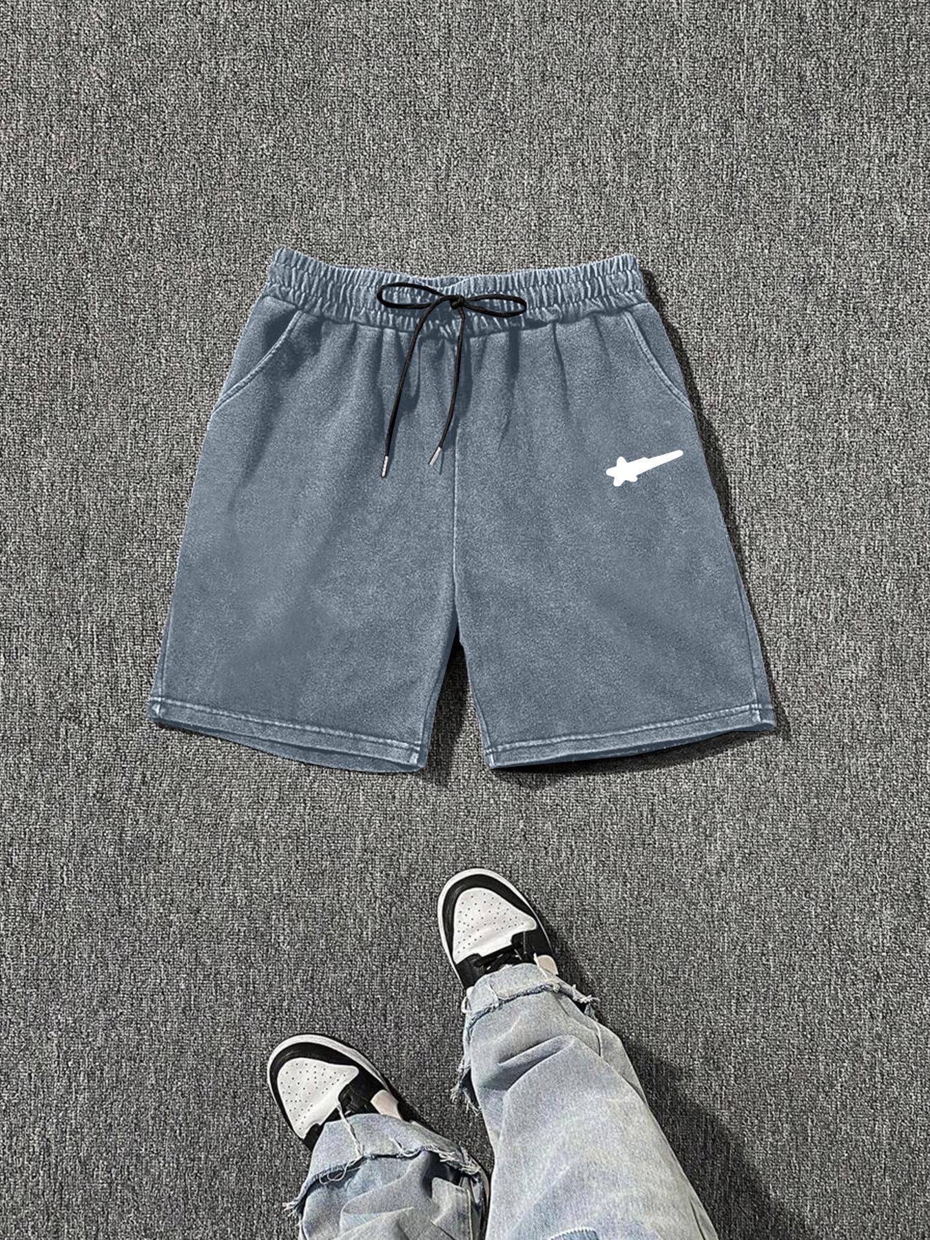 Men's Star Print Loose Washed Shorts, Casual Comfy Breathable Shorts for Summer, Fashion Men's Bottoms for Daily Wear, Casual Fashionable Shorts