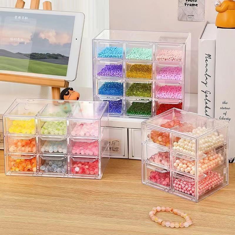 DIY Handmade Bead Storage Box Drawer Style Dust proof Desktop Handmade Bead and Sorting Box Transparent Material Box Durable Plastic Organizers Clear Organizer