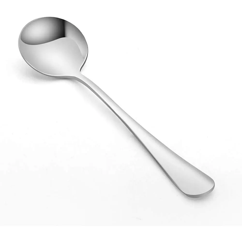 10 count Soup Spoon Round Stainless Steel Bouillon Spoons Round Spoons 6.7 inch