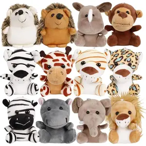12-36 PCS Small Safari Stuffed Animals Bulk 12cm Jungle Animal Mini Plush Toys for Party Favors Birthday Baby Shower Gift Bags