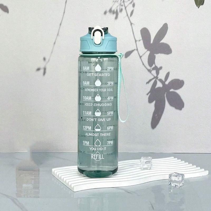 Time Marked Water Cup, Outdoor Sports Clear Water Bottle with Straw, Medium Size Transparent Drinking Cup for Hydration, Portable Sports Bottle