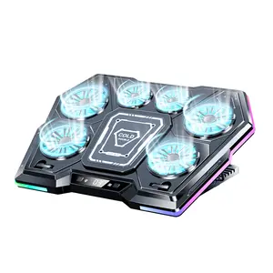 Semiconductor 6-Fan Gaming Laptop Cooler with LCD Display Port Stock Laptop Cooling Pad