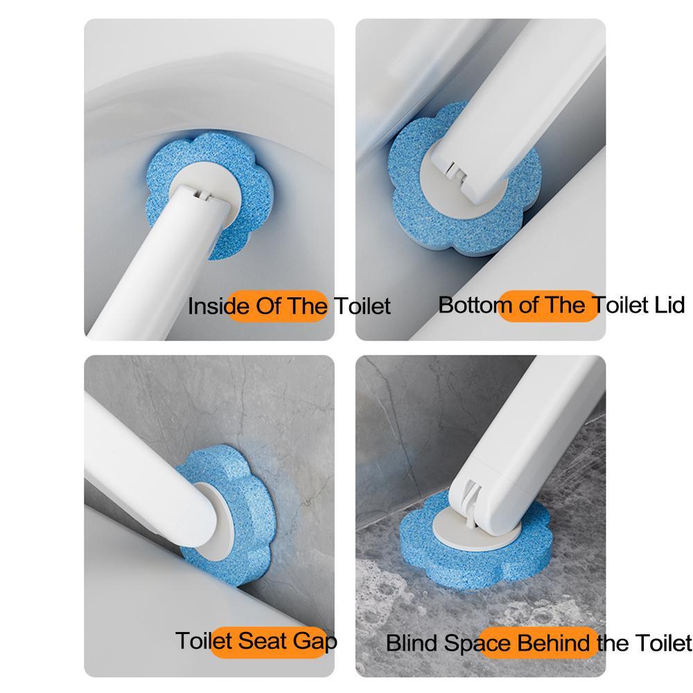 Wall Mounted Toilet Brush Set, 1 Box Including Toilet Brush & Bracket & Disposable Refill Head, Toilet Cleaning Brush, Bathroom Cleaning Tool, Toilet Cleaning System