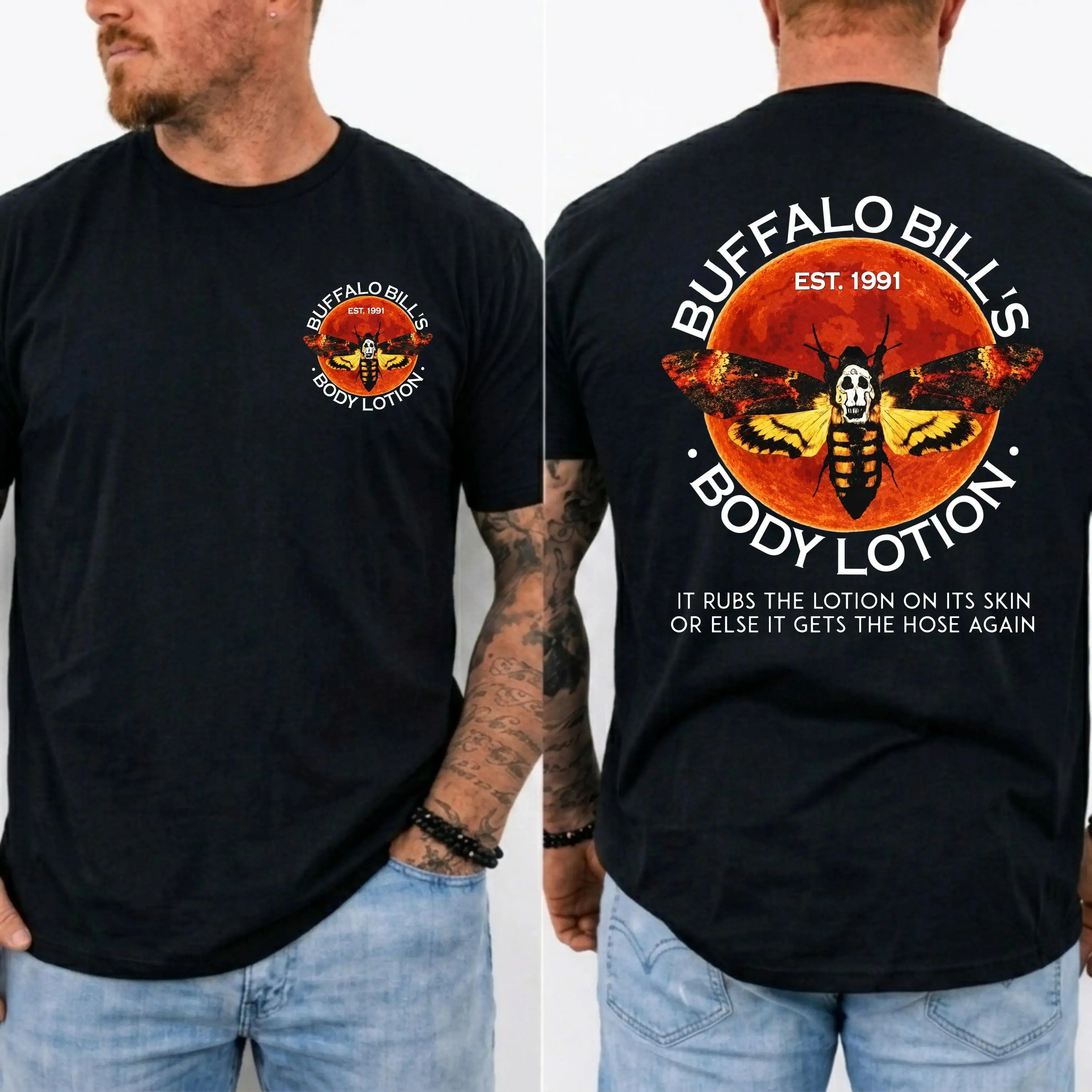 Menswear Casual Round Neck Short-Sleeve Horror Movie Print Unisex Soft Cotton Top, Multiple Sizes Retro Streetwear, Perfect Halloween Gift for Horror Film Fans