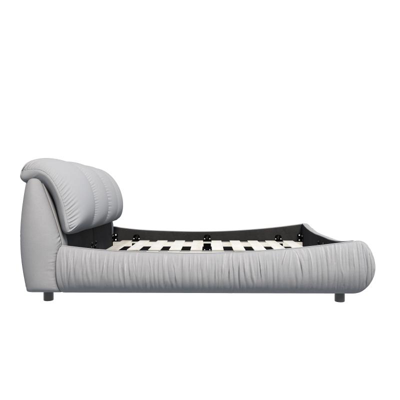 King Size Luxury Upholstered Platform Bed with Oversized Padded Backrest and Solid Wood Frame,suitable for Multiple heights of mattresses,Grey(Old Sku:W1885S00007) RR King Size Luxury Upholstered Platform Bed with Oversized Padded Backrest and Solid Wood Frame,suitable for Multiple heights of mattresses,Grey(Old Sku:W1885S00007) RR