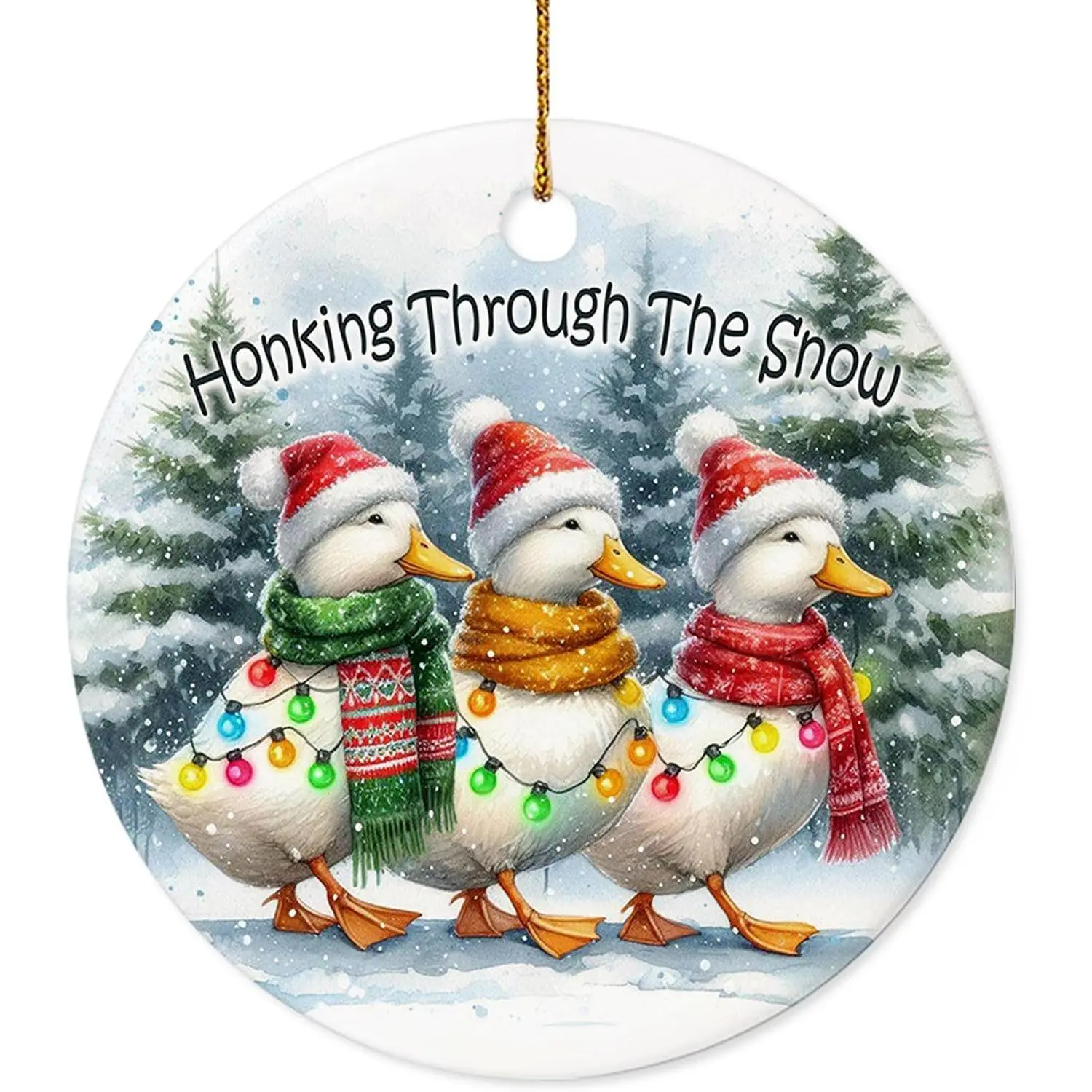 Christmas Ornament - Honking Through The Snow Duck Ceramic Ornament, Gifts for Duck Lovers, Farm  Ornaments for Xmas Tree Decorations