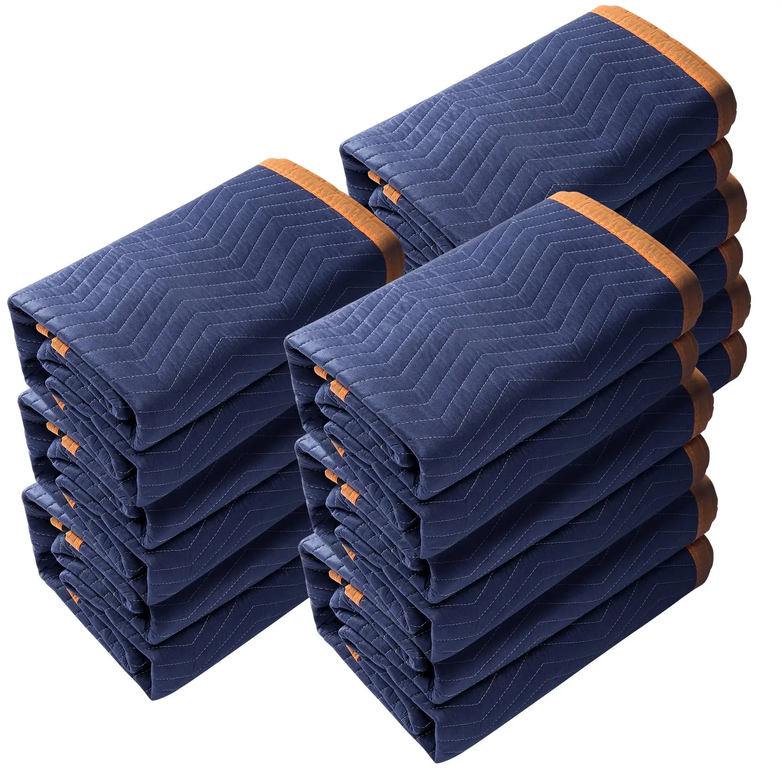 VEVOR 12-Pack Moving Blankets, 80"x72", 65 lbs/dz, Professional Non-Woven Fabric Cotton Pads with Double-Lock Stitching, Triple-Layer Thick Foldable Dustproof Heavy-Duty Mover Blankets for Furniture & Floor Protection, 80" X 72"