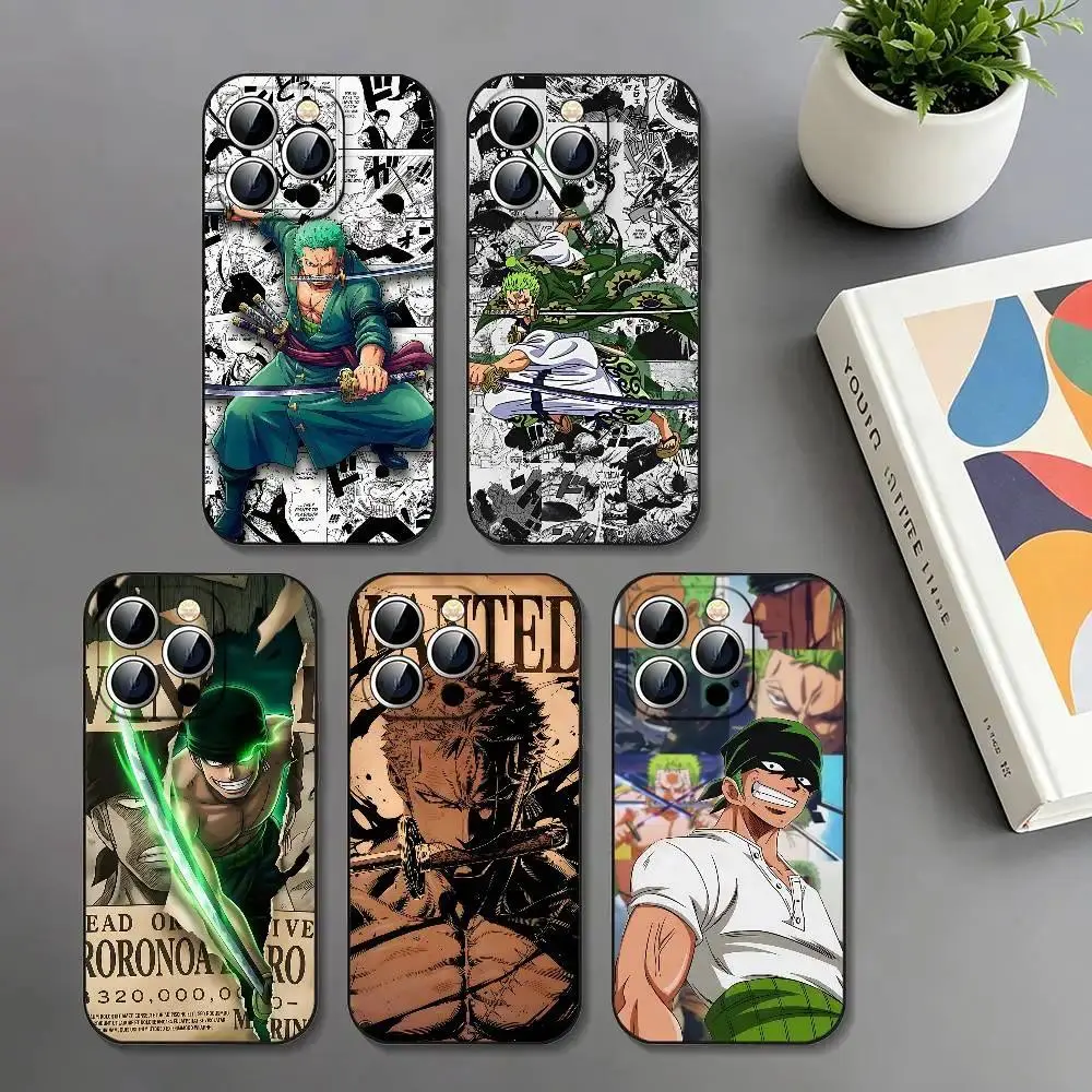 Anime Zoro Slim Black Shockproof Phone Case for IPhone 17 16 15 14 13 12 11 X XS Max Pro Max Plus for Samsung Galaxy S26 S25 S24 S23 S22