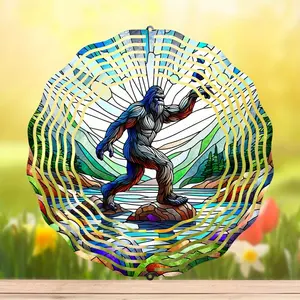 1pc Stainless Steel Wind Spinner with Large Base 10inch Outdoor Garden Decoration Shiny Metal Wind Catcher Kinetic Sculpture for Yard and Farm Decoration Sasquatch Gift for Men and Women