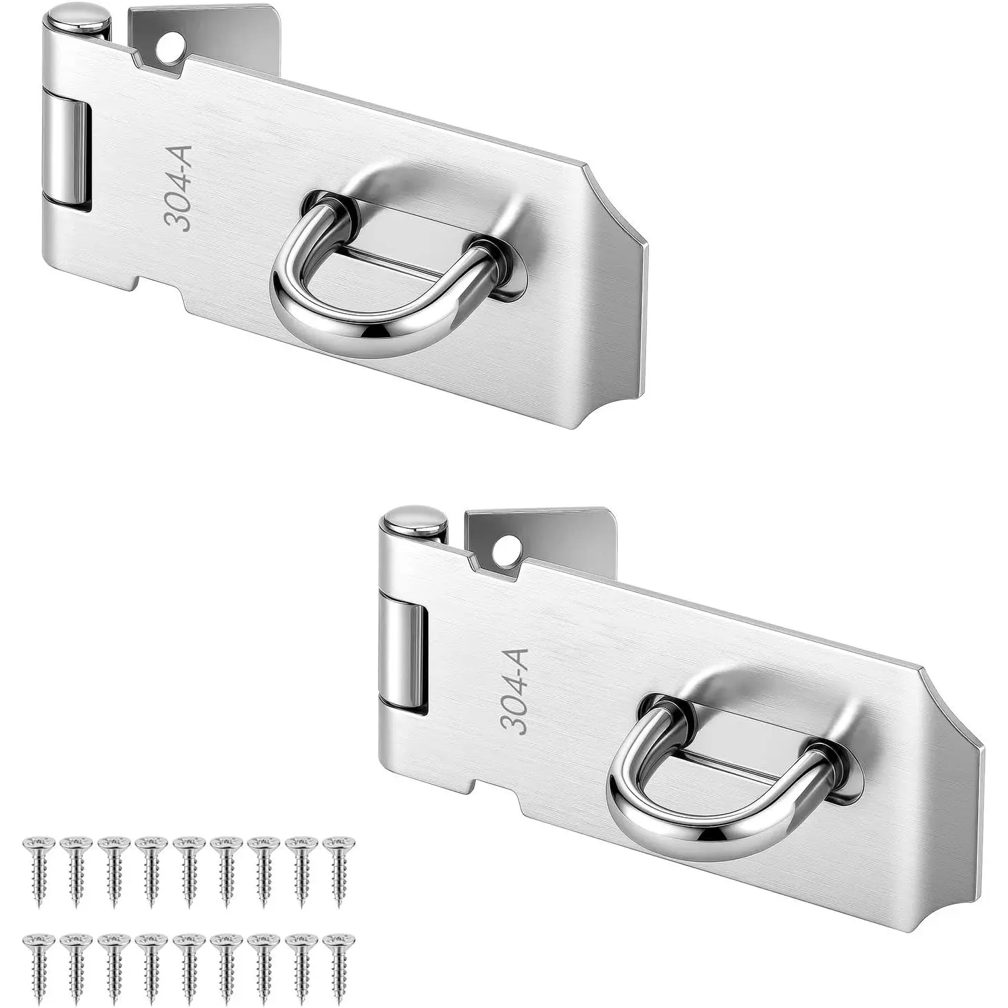 2 count Door Locks Hasp Latch, 3 Inch Stainless Steel Safety Packlock Clasp | Extra Thick Hinge Lock with Screws, Brushed Finish, for Gate, Cabinet, Closet, Shed