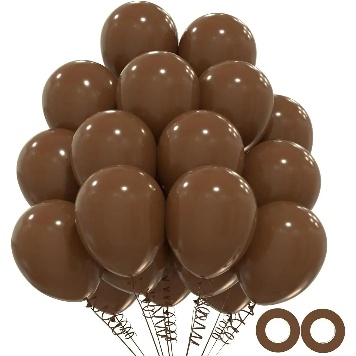100 count Dark Brown Balloons, 12inch Coffee Brown Latex Party Balloons, Helium Quality for Birthday Shower Gender Reveal Graduation Party Decorations(With 2 Ribbons)