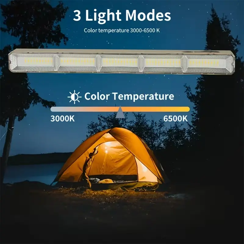 High brightness LED strip light, 5-level dimming, magnetic hanging dual use, USB charging, strong light long-lasting portable emergency light, suitable for camping tent light, power outage backup light, night market stall light, car repair light, night fi