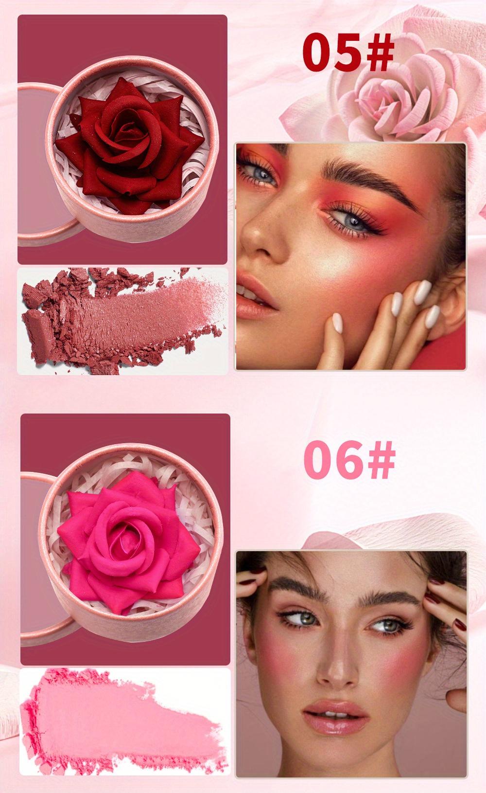 3D Three-dimensional Rose Highlight Powder Blusher High Gloss Glitter Improves The Look Nude Makeup Easy to Color Highlight Powder Face Contour Makeup Festival Party Music Festival Basic Makeup Valentine's Day Gift