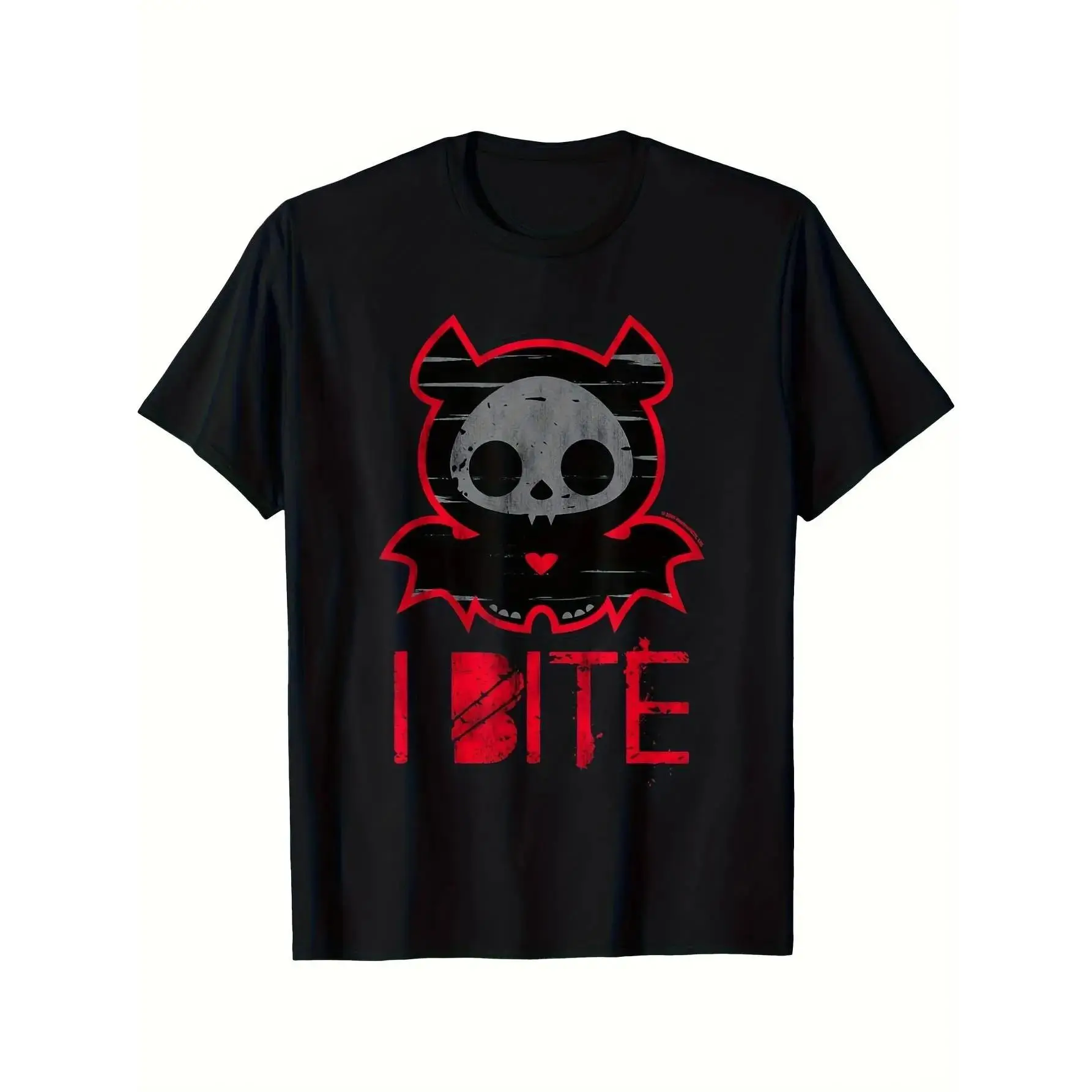 Skelanimals Diego Bat I Bite Graphic T-Shirt for Men & Women |   Gothic Skull & Bat Wing Design, Soft Breathable Crew Neck Tee, Lightweight Retro Vampire Bat Shirt for Halloween, Themed Parties & Casual Attire, Sizes S-XXXL - Ma,