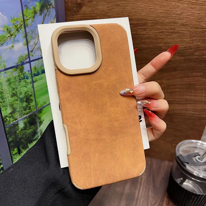 DarlingCase Vintage Lambskin Suede iPhone 17 Pro Max Case, Matte Faux Leather Shockproof Cover – Soft Touch, Retro Luxe Feel, Built for Everyday Style