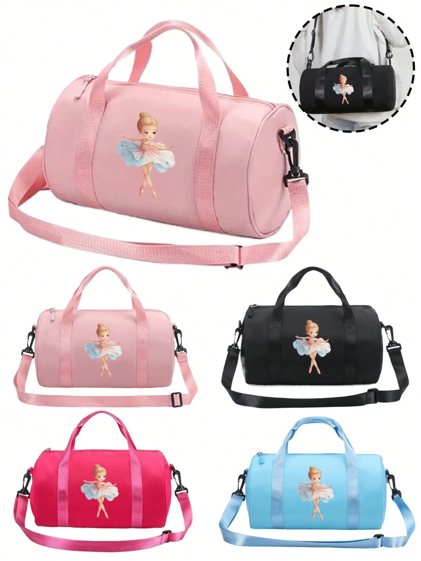 Ballet Girl Pattern Dance Bag, Waterproof Sports Travel Bag, Multifunctional Crossbody Fitness Bag, Large Capacity, Ideal for Dancers and Athletes