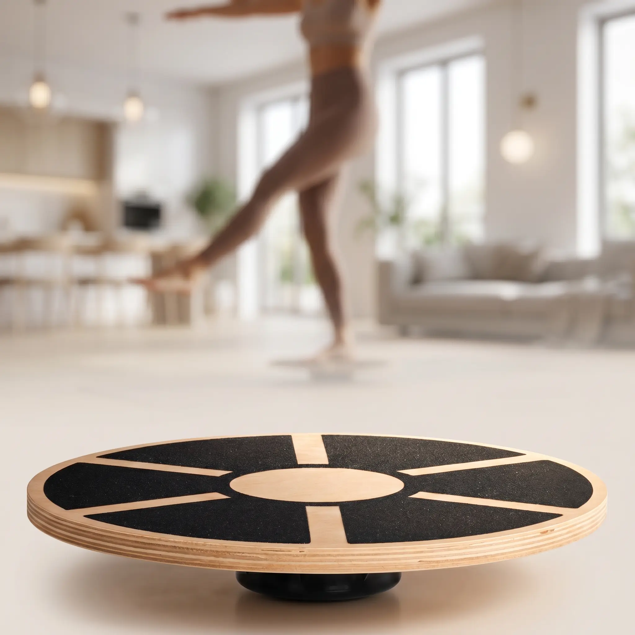 BoDeo Versatile Wooden Wobble Balance Board - 360-Degree Rotation Non-Slip Balance Trainer for Core Stability Training & Rehabilitation| Exercise Mobility Trainer for Adults & Kids| Outdoor Fun Father's Day Gift