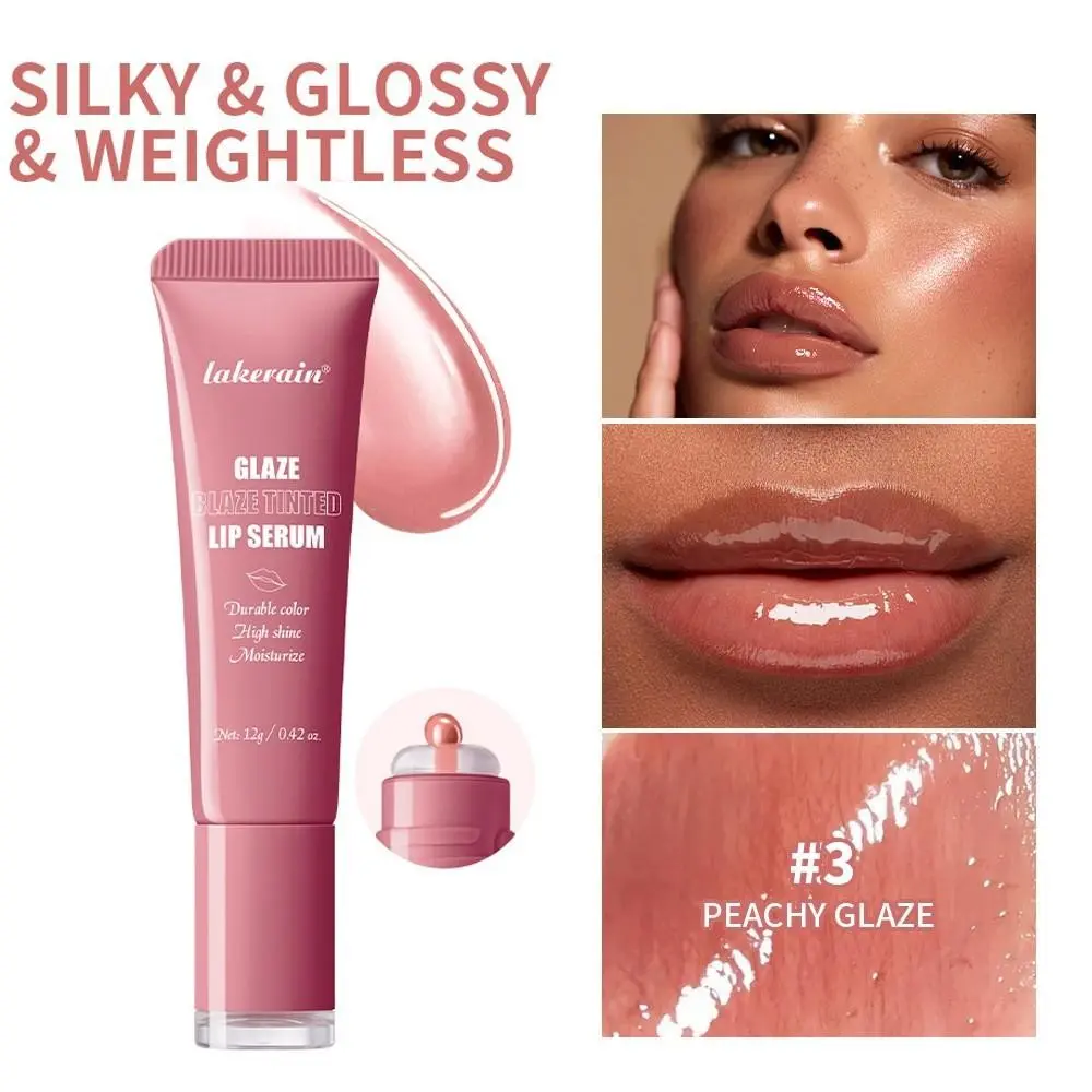 1Pcs Glaze Craze Tinted Lip Serum Gel: Hydrating Lip Serum for Glossy, Nourished Lips with Plumping Polypeptides Siilky&Glossy Womens cosmetics