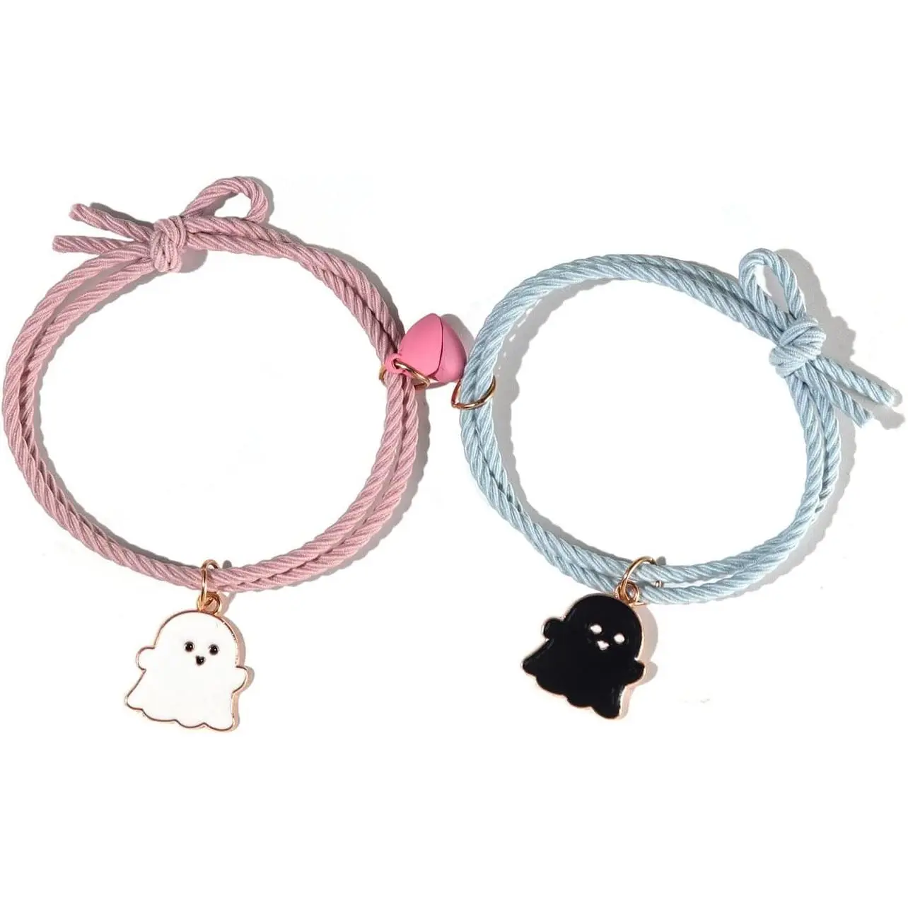 2 count Love Heart Couple Matching Bracelet Set Adjustable Braide Rope Halloween Mummy  Pumpkin Hat Wizard Bracelet for Women Men Lover  Friendship