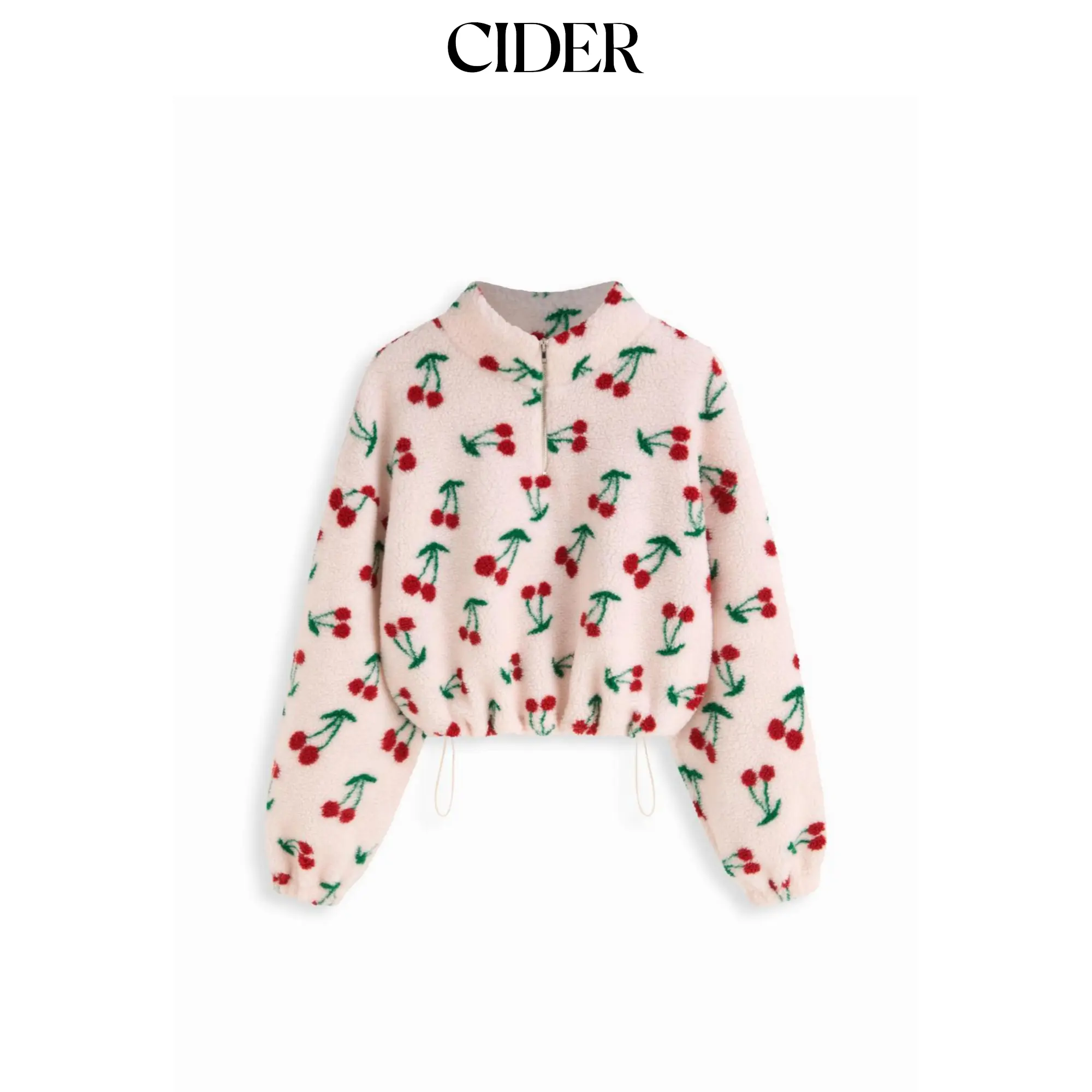 Cider [4 colors, size 0-10] Fleece High Neck Solid Drawstring Zipper Sweatshirt SummerFinds
