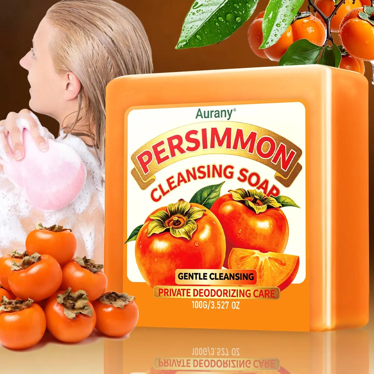 Persimmon Soap For Body Odor, Persimmons Soap, Deodorant Soap ， Gentle Cleansing + Private Deodorizing Care! Natural, Non-Sticky & Suitable For Everyone! Cleanser