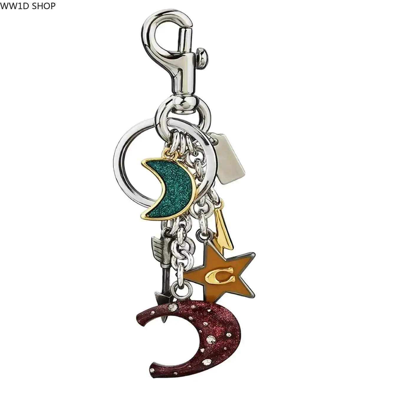 Star Moon Alphabet Keychain Bag Charm for Women, Decorative Purse Pendant Accessory for Handbags Backpacks and Keys with Lightweight Design